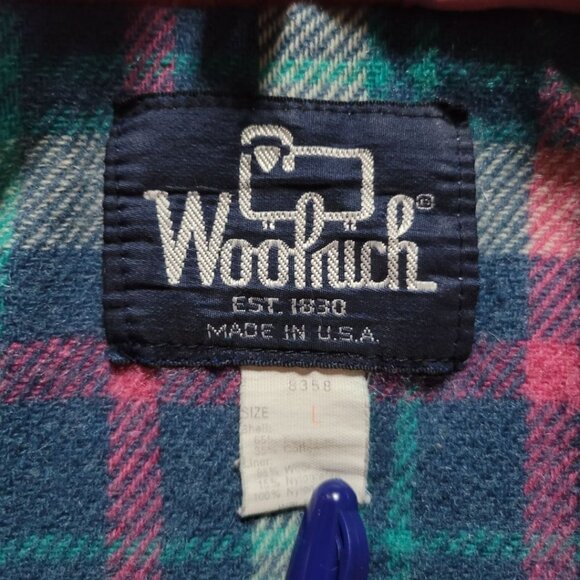 Woolrich Jacket Pink Detachable Hood Vtg Drawstring Waist Pockets Womens Large - Picture 6 of 9